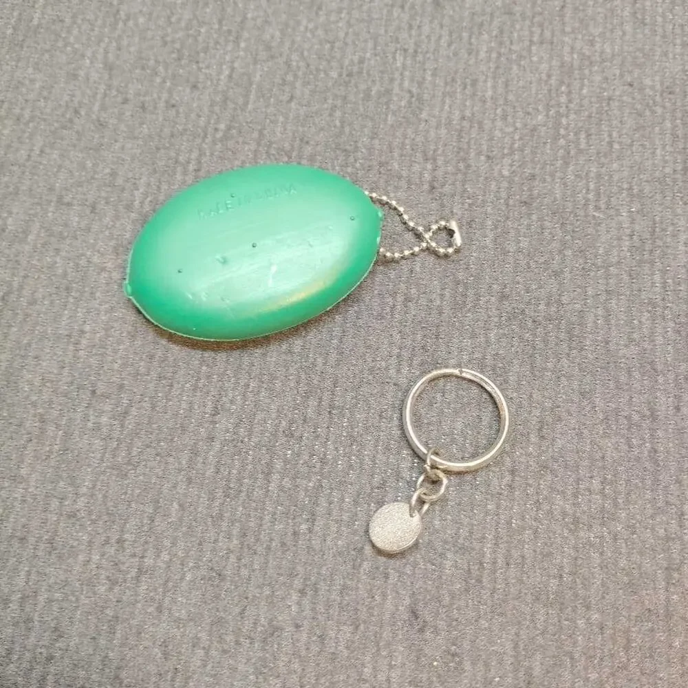 Vintage Friendship Keychain Green Coin Pouch Pill Holder Bag Clip Charm